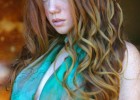 Hot ginger model with turquoise scarf and pretty tight tits